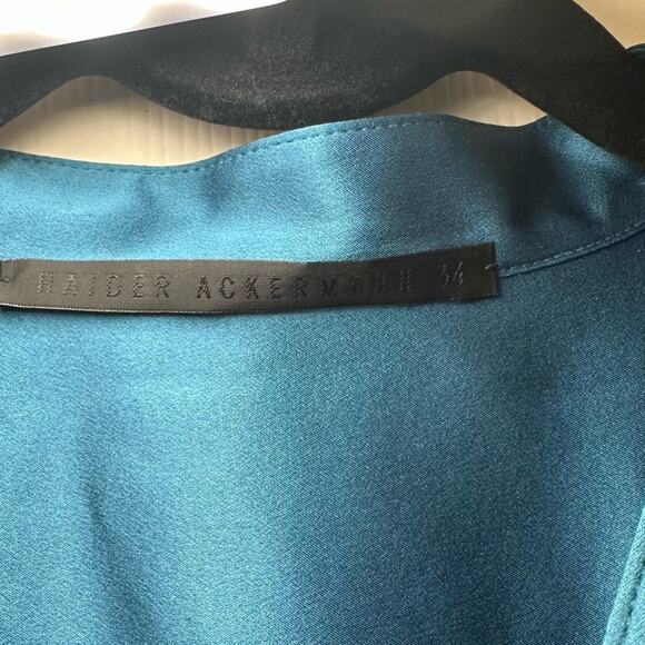 Haider Ackermann Silk Charmeuse Shirt in Turquoise Oversize FR 34 - Picture 5 of 13